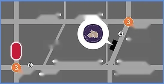 U&U整形外科路线简图 — 3号线狎鸥亭站4号出口附近