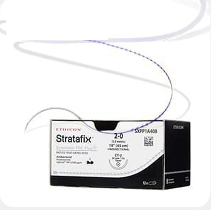 Ethicon Stratafix 2-0 缝合线的包装与缝合线